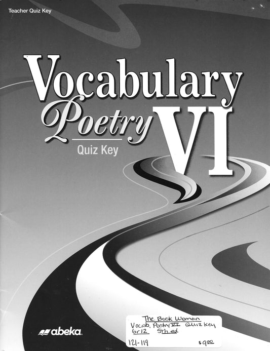 Vocabulary Poetry VI Quiz Key Abeka