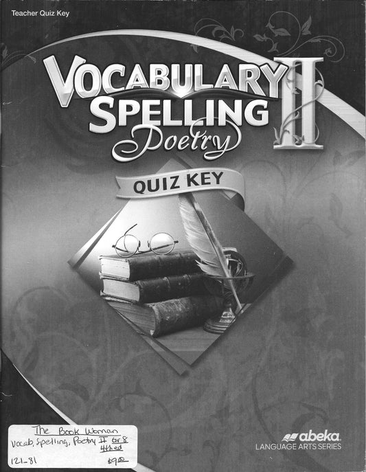 Vocabulary Spelling Poetry II Quiz Key Abeka