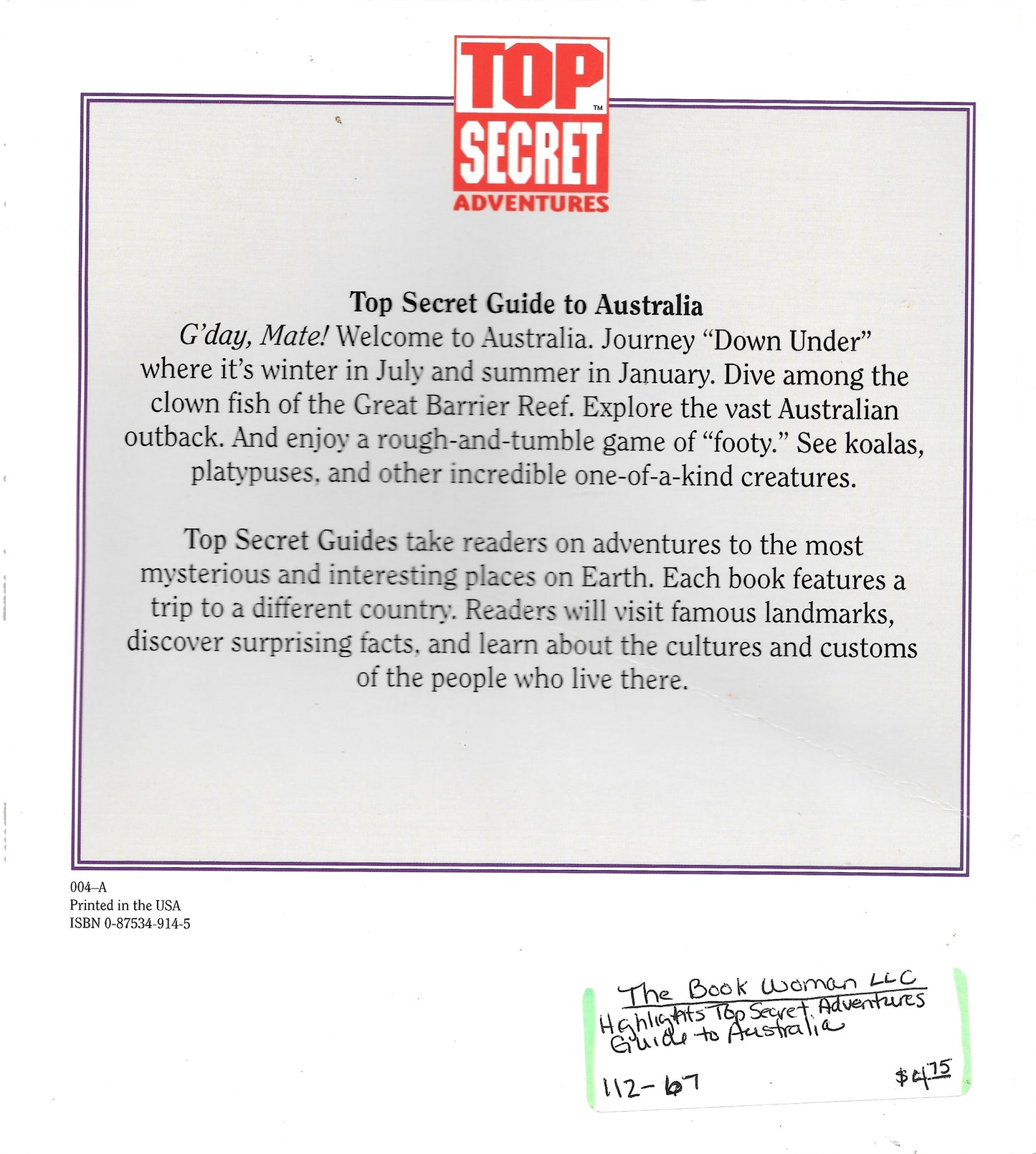 Highlights Top Secret Adventure: Guide to Australia