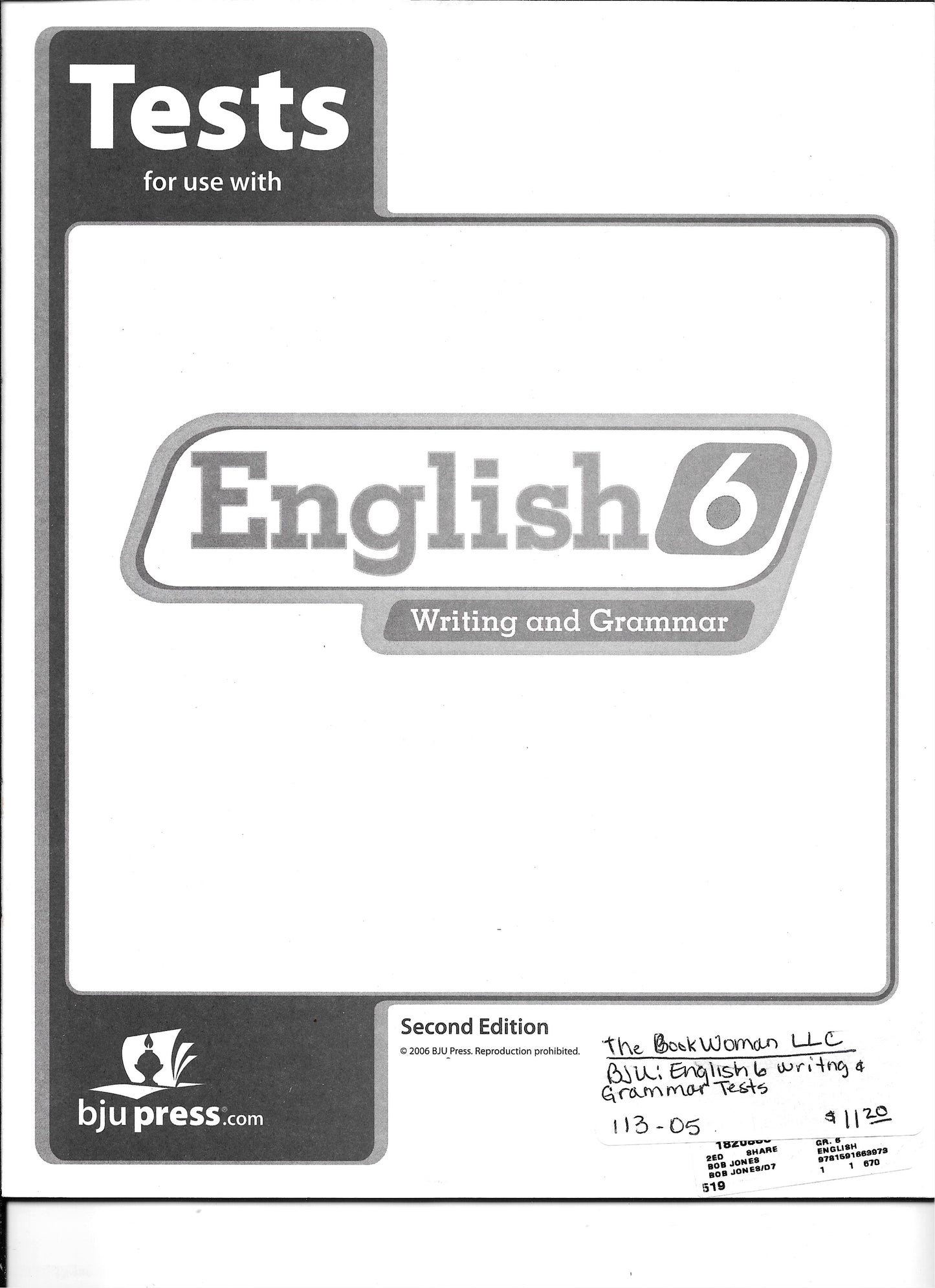 bju English 6 Writing & Grammar Tests