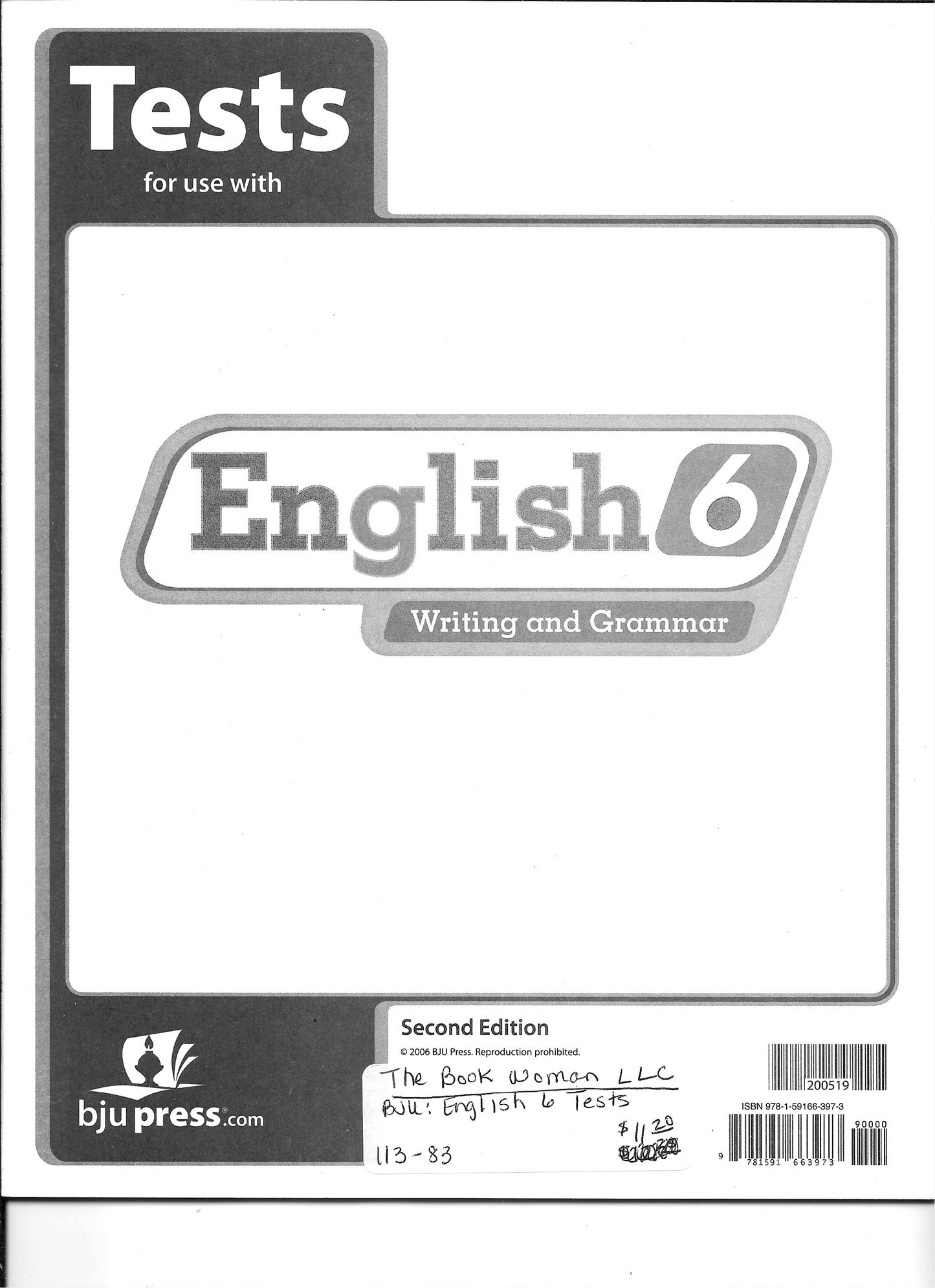 bju English 6 Writing & Grammar Tests