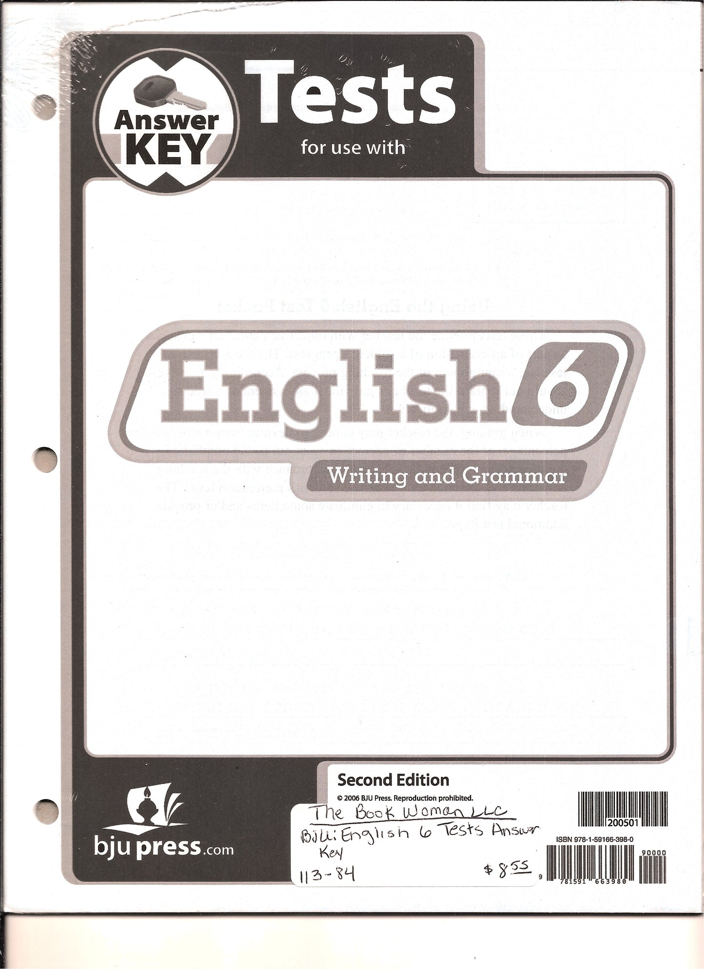 bju English 6 Writing & Grammar Tests Answer Key