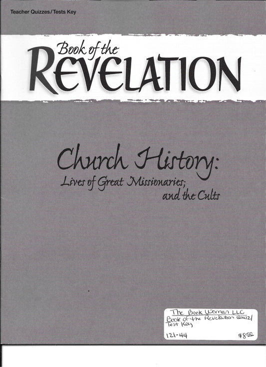 Abeka Book of the Revelation Teacher Quizzes/Tests Key