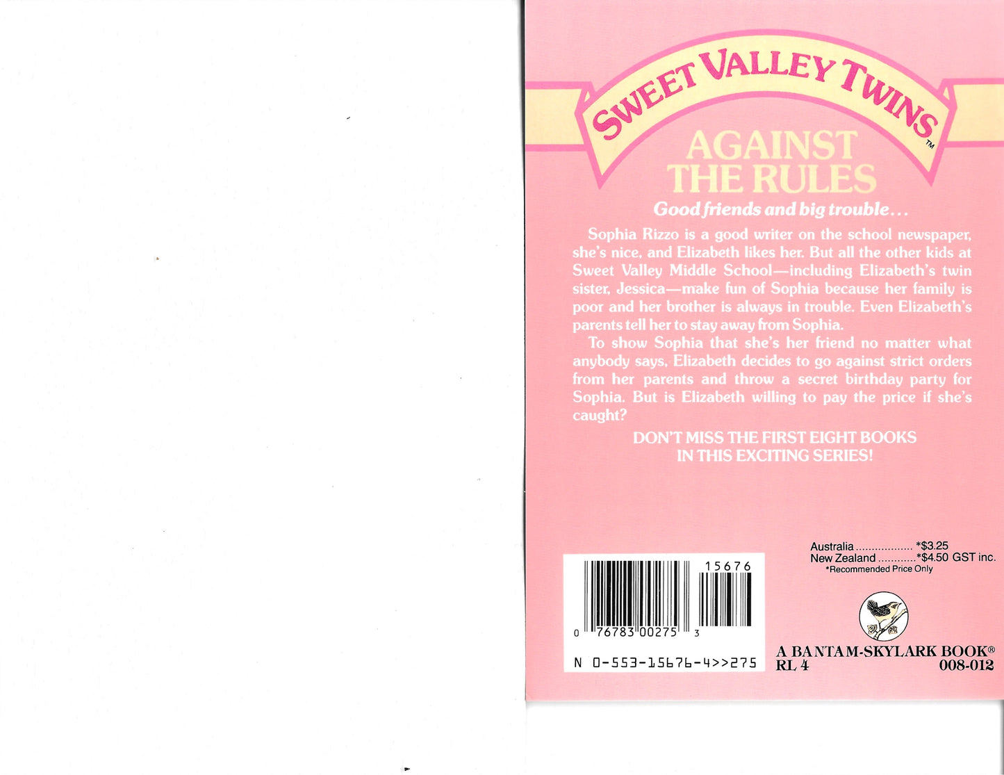 Sweet Valley Twins #9 Against the Rules