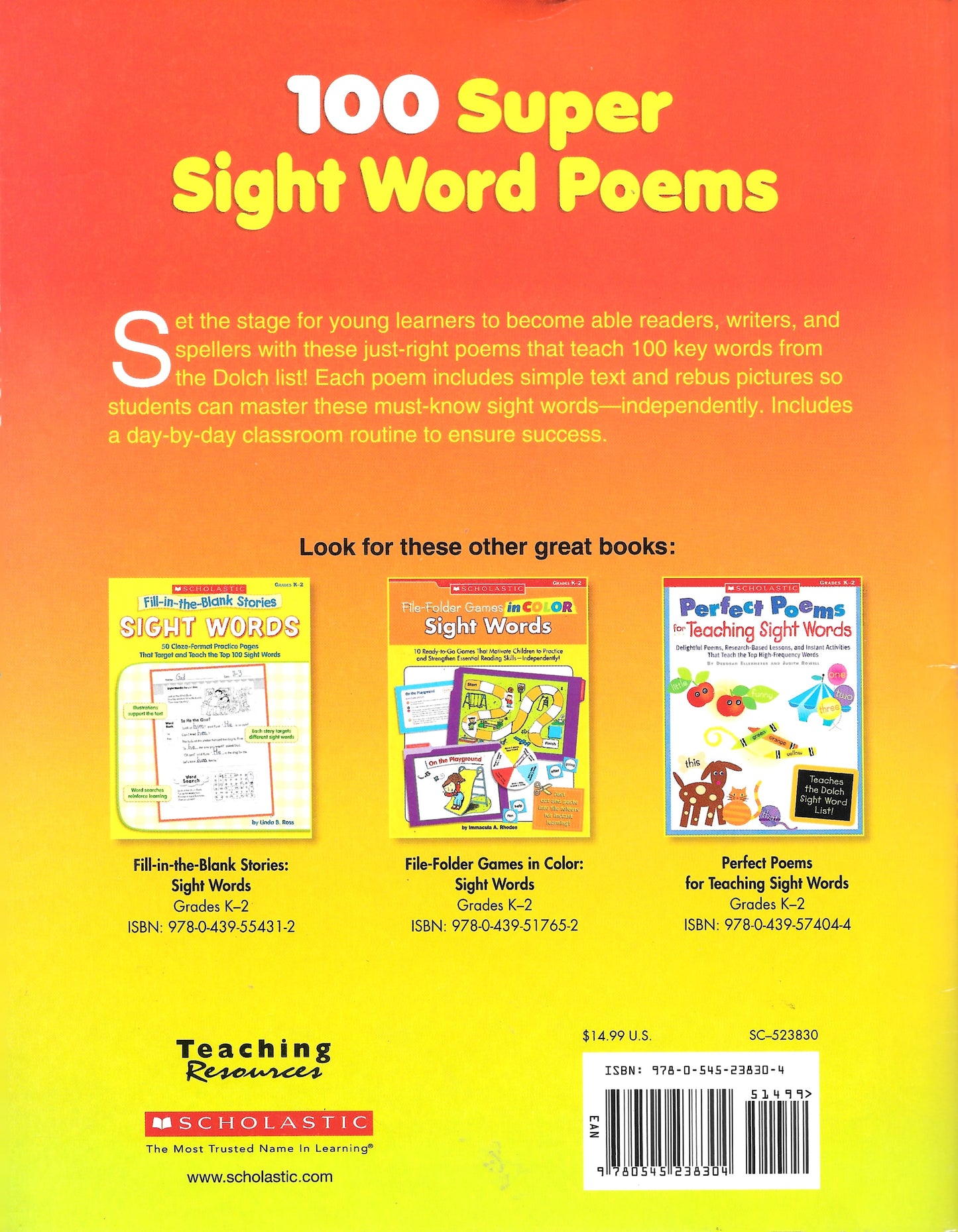 Scholastic 100 Super Sight Word Poems Gr K-1