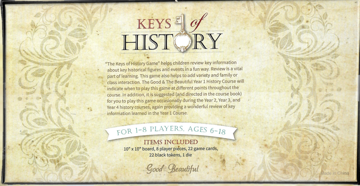 The Good and the Beautiful Keys of History board game Year 1 History course